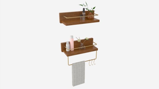 Wood American Style Bathroom Shelf 3D Model .c4d .max .obj .3ds .fbx .stl .blend 