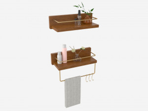 Wood American Style Bathroom Shelf 3D Model