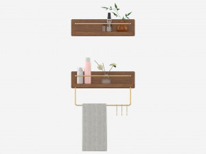 Wood American Style Bathroom Shelf 3D Model