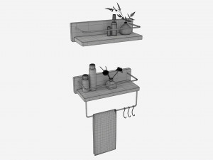 Wood American Style Bathroom Shelf 3D Model
