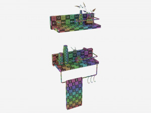 Wood American Style Bathroom Shelf 3D Model