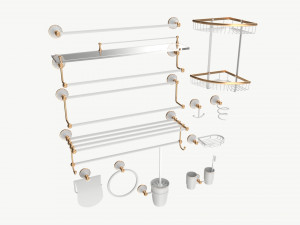 Bathroom Accessory Set Shelf Hanger 3D Model