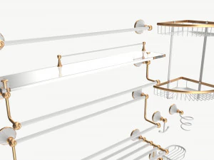 Bathroom Accessory Set Shelf Hanger 3D Model