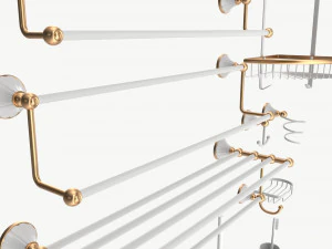 Bathroom Accessory Set Shelf Hanger 3D Model