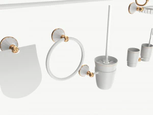 Bathroom Accessory Set Shelf Hanger 3D Model
