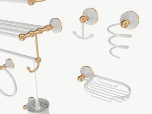 Bathroom Accessory Set Shelf Hanger 3D Model