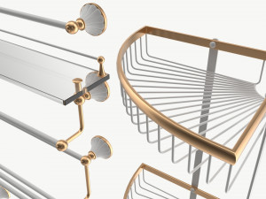 Bathroom Accessory Set Shelf Hanger 3D Model