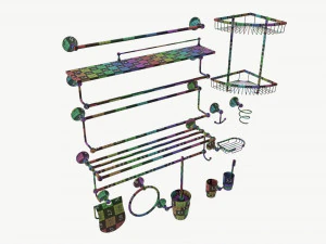 Bathroom Accessory Set Shelf Hanger 3D Model