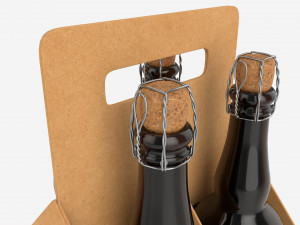 Beer bottle cardboard carrier 05 3D-Modell