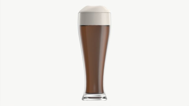 Beer glass with foam 02 3D Model .c4d .max .obj .3ds .fbx .stl .blend 