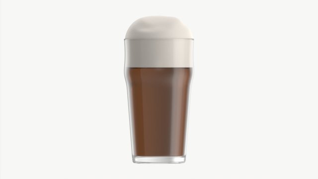 Beer glass with foam 05 3D Модель .c4d .max .obj .3ds .fbx .stl .blend 