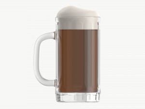 Beer mug with foam 01 3D Model