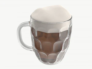 Beer mug with foam 03 3D Model