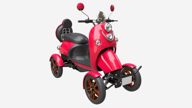 Electric Mobility Scooter 4 Wheeled 3D Model .c4d .max .obj .3ds .fbx .stl .blend 