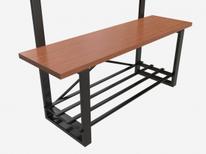 Hall Tree with Bench Walker Edison Modello 3D