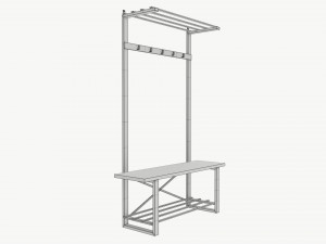 Hall Tree with Bench Walker Edison Modello 3D