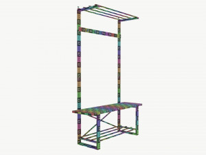 Hall Tree with Bench Walker Edison Modello 3D
