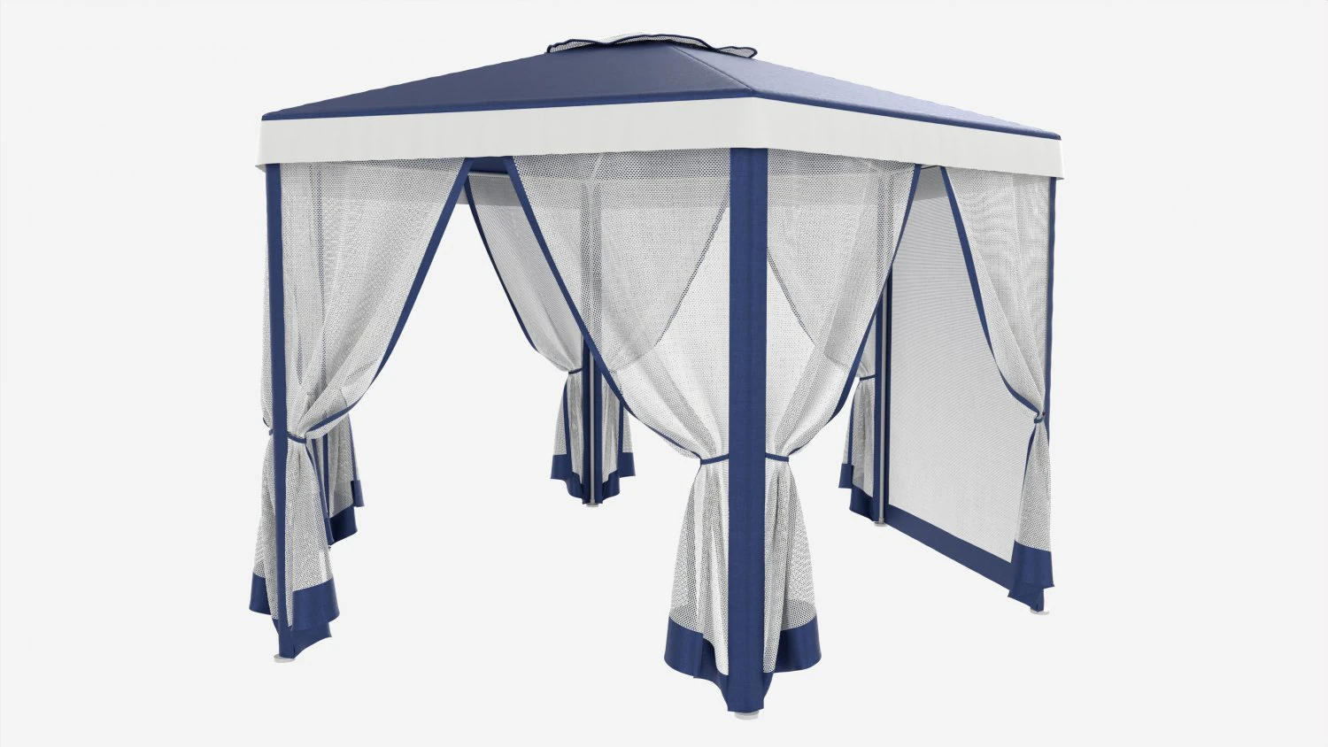 Hexagonal Garden Gazebo with Side Panels 01 3D Model .c4d .max .obj .3ds .fbx .stl .blend 