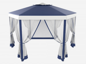 Hexagonal Garden Gazebo with Side Panels 01 3D मॉडल