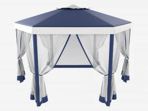 Hexagonal Garden Gazebo with Side Panels 01 3D Model
