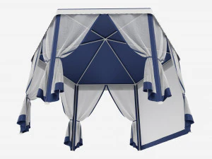 Hexagonal Garden Gazebo with Side Panels 01 3D Model