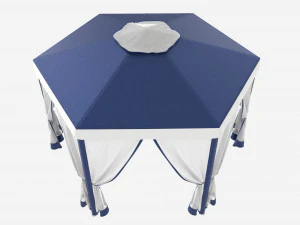 Hexagonal Garden Gazebo with Side Panels 01 3D Model