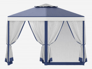 Hexagonal Garden Gazebo with Side Panels 01 3D मॉडल