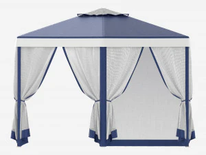 Hexagonal Garden Gazebo with Side Panels 01 3D Model
