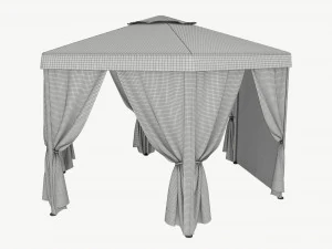 Hexagonal Garden Gazebo with Side Panels 01 3D Model