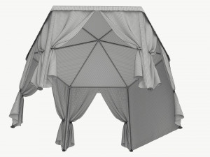 Hexagonal Garden Gazebo with Side Panels 01 3D मॉडल