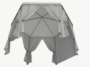 Hexagonal Garden Gazebo with Side Panels 01 3D Model