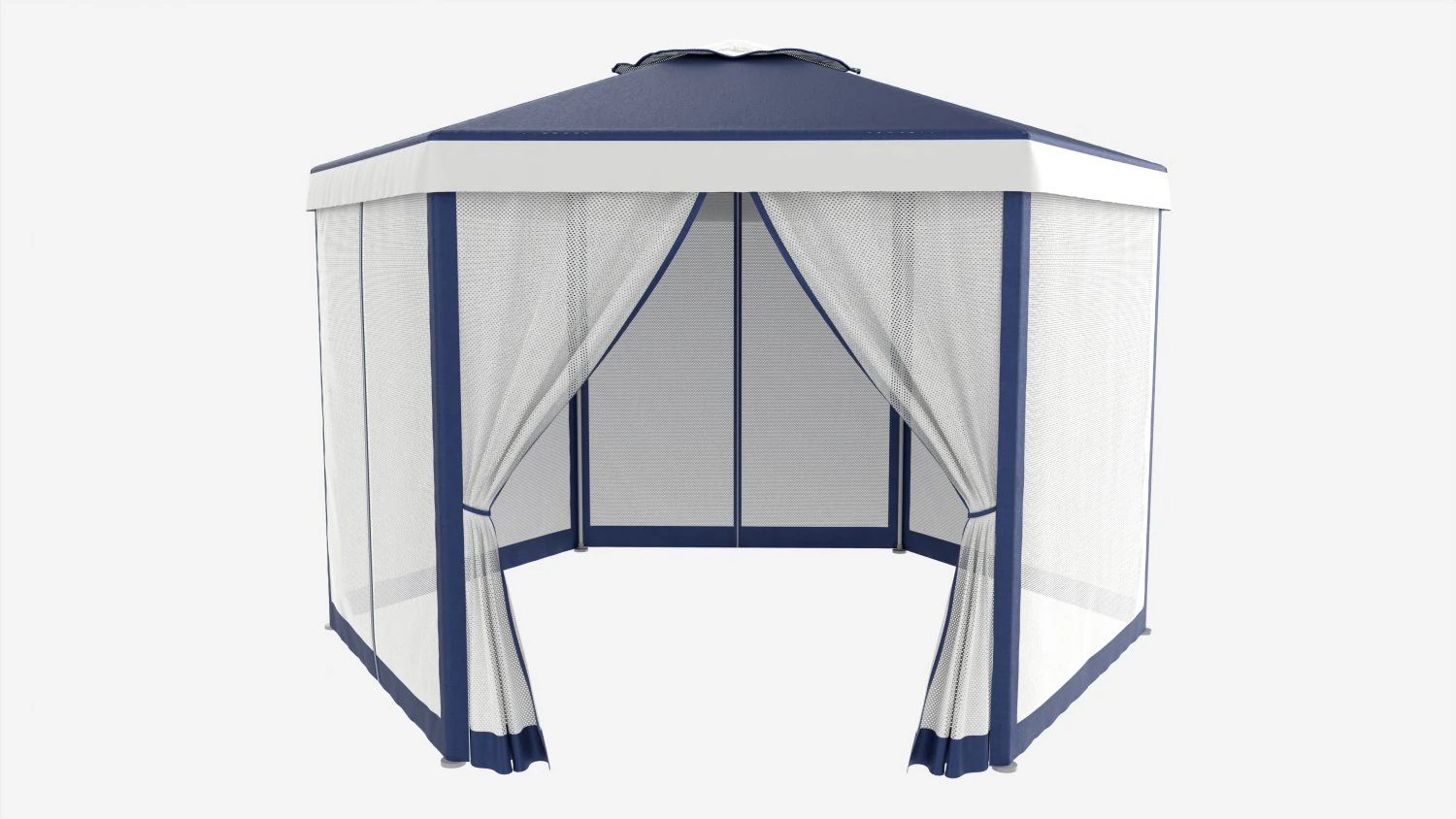 Hexagonal Garden Gazebo with Side Panels 02 3D Model .c4d .max .obj .3ds .fbx .stl .blend