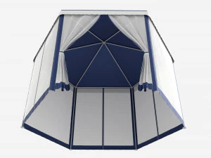 Hexagonal Garden Gazebo with Side Panels 02 3D Model