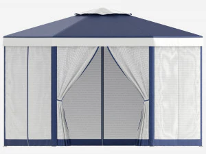 Hexagonal Garden Gazebo with Side Panels 02 3D Model