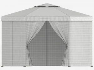 Hexagonal Garden Gazebo with Side Panels 02 3D Model