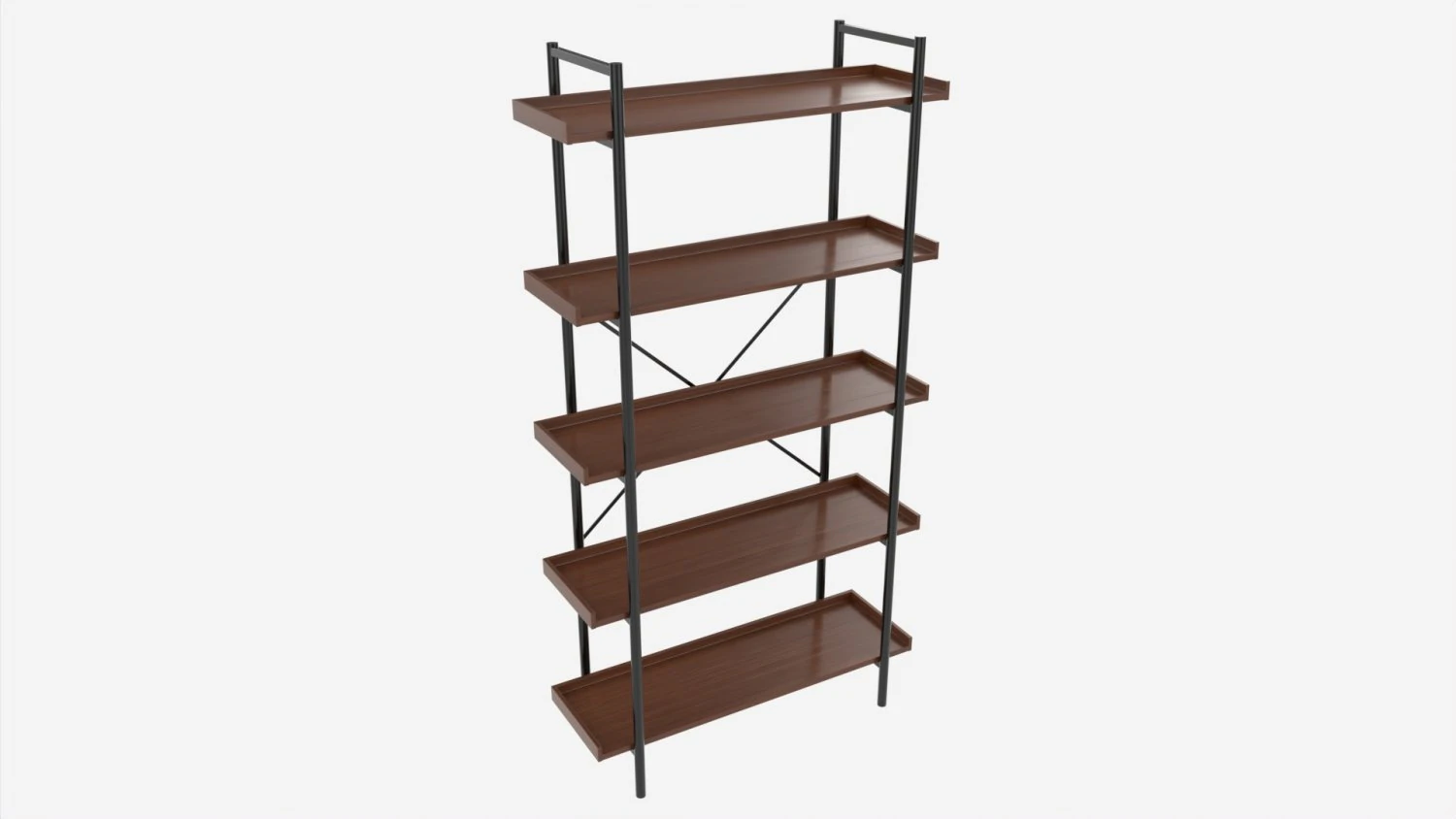 Industrial Bookcase Shelf Walker Edison 3D Model .c4d .max .obj .3ds .fbx .stl .blend 
