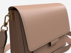 Women Shoulder Bag Light Brown Leather 3D Модель