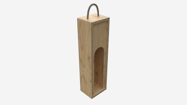 Wooden box for wine bottle with handle 3D Модель .c4d .max .obj .3ds .fbx .stl .blend 