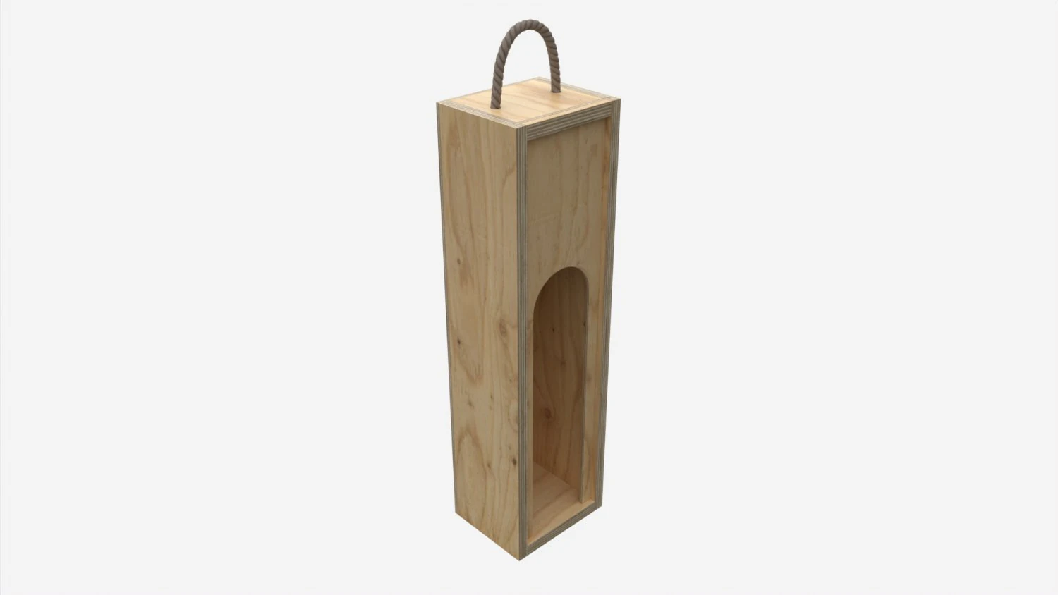 Wooden box for wine bottle with handle 3D Model .c4d .max .obj .3ds .fbx .stl .blend 