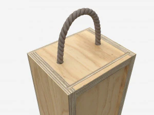 Wooden box for wine bottle with handle 3D Model