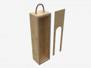Wooden box for wine bottle with handle 3D Model