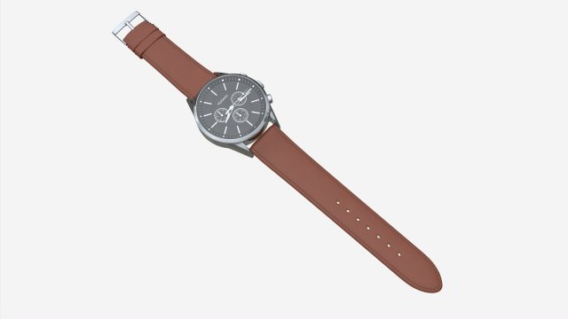 Wristwatch with Leather Strap 01 3D-Modell .c4d .max .obj .3ds .fbx .stl .blend 