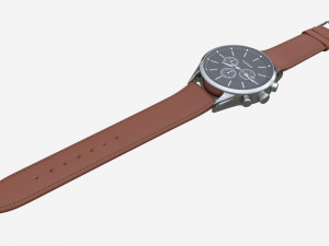 Wristwatch with Leather Strap 01 3D-Modell