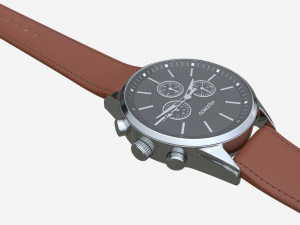 Wristwatch with Leather Strap 01 3D-Modell
