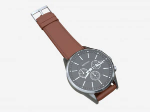 レザーストラップ付き腕時計02 3Dモデル