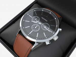 Wristwatch with Leather Strap in box 02 Model 3D
