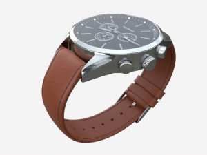 Wristwatch with Leather Strap in box 02 Model 3D