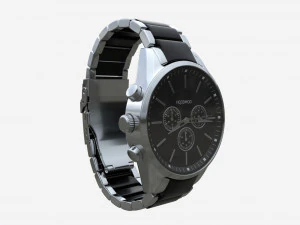 スチールブレスレット付き腕時計 01 3Dモデル