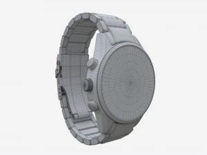 Wristwatch with Steel Bracelet 01 3D Model