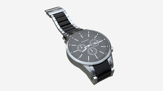 Wristwatch with Steel Bracelet 02 Model 3D .c4d .max .obj .3ds .fbx .stl .blend 